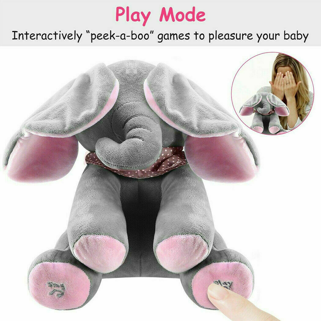 Elephant Toys Will Sing with Music Elephant Cover Eyes Baby Elephant Doll Children Accompanying Toy Plush Toy Peekaboo Elephant